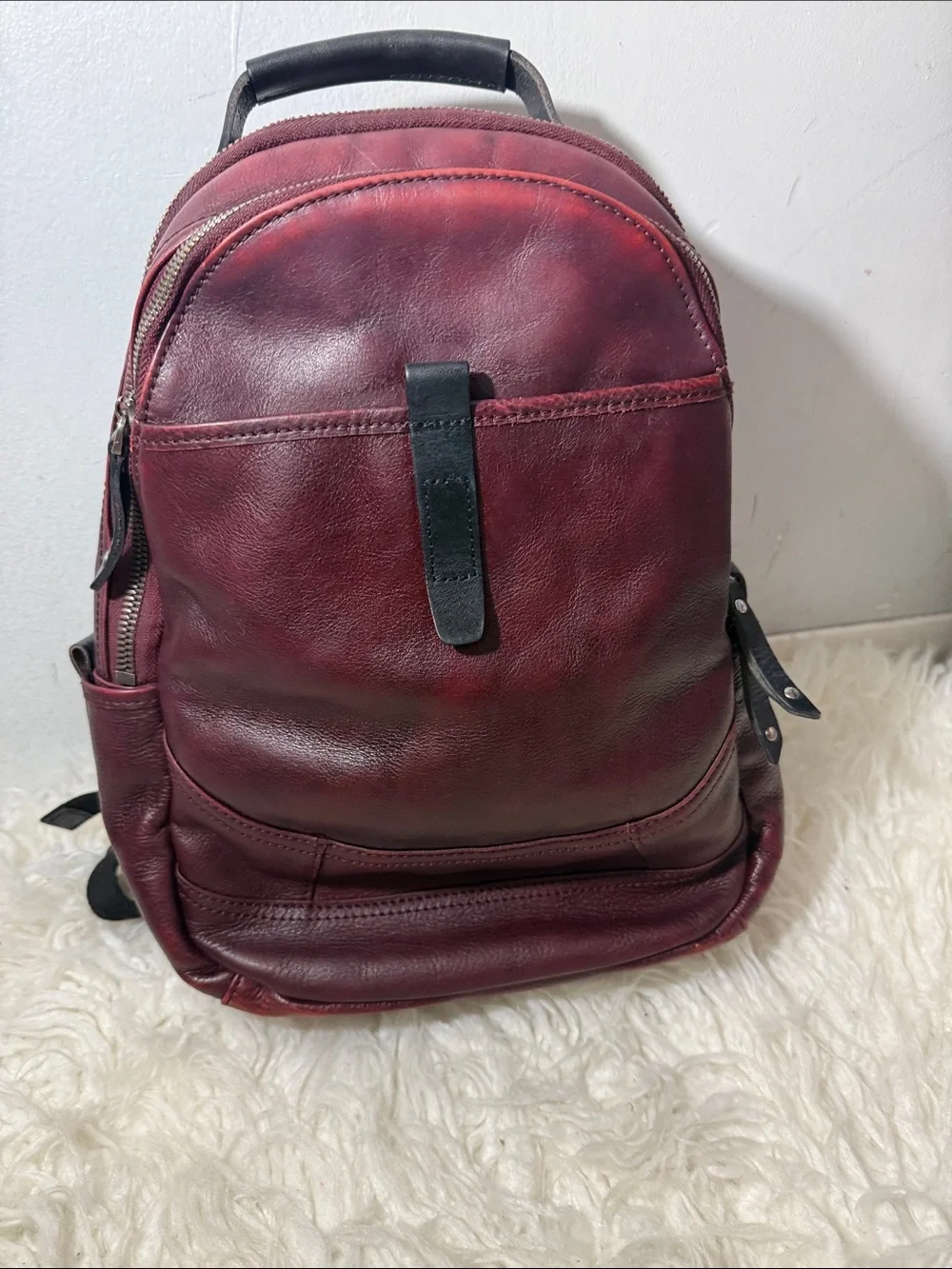 Old Trend Compact Red Leather Backpack medium